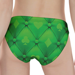 Green Playing Card Suits Pattern Print Women's Panties