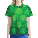 Green Playing Card Suits Pattern Print Women's Polo Shirt