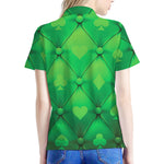 Green Playing Card Suits Pattern Print Women's Polo Shirt