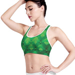 Green Playing Card Suits Pattern Print Women's Sports Bra