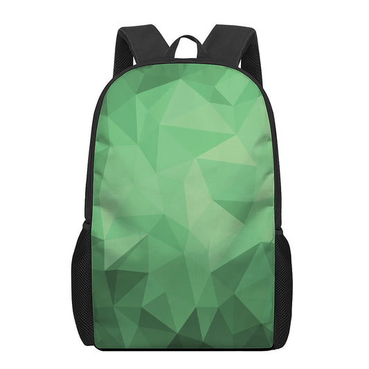 Green Polygonal Geometric Print 17 Inch Backpack
