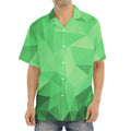 Green Polygonal Geometric Print Aloha Shirt