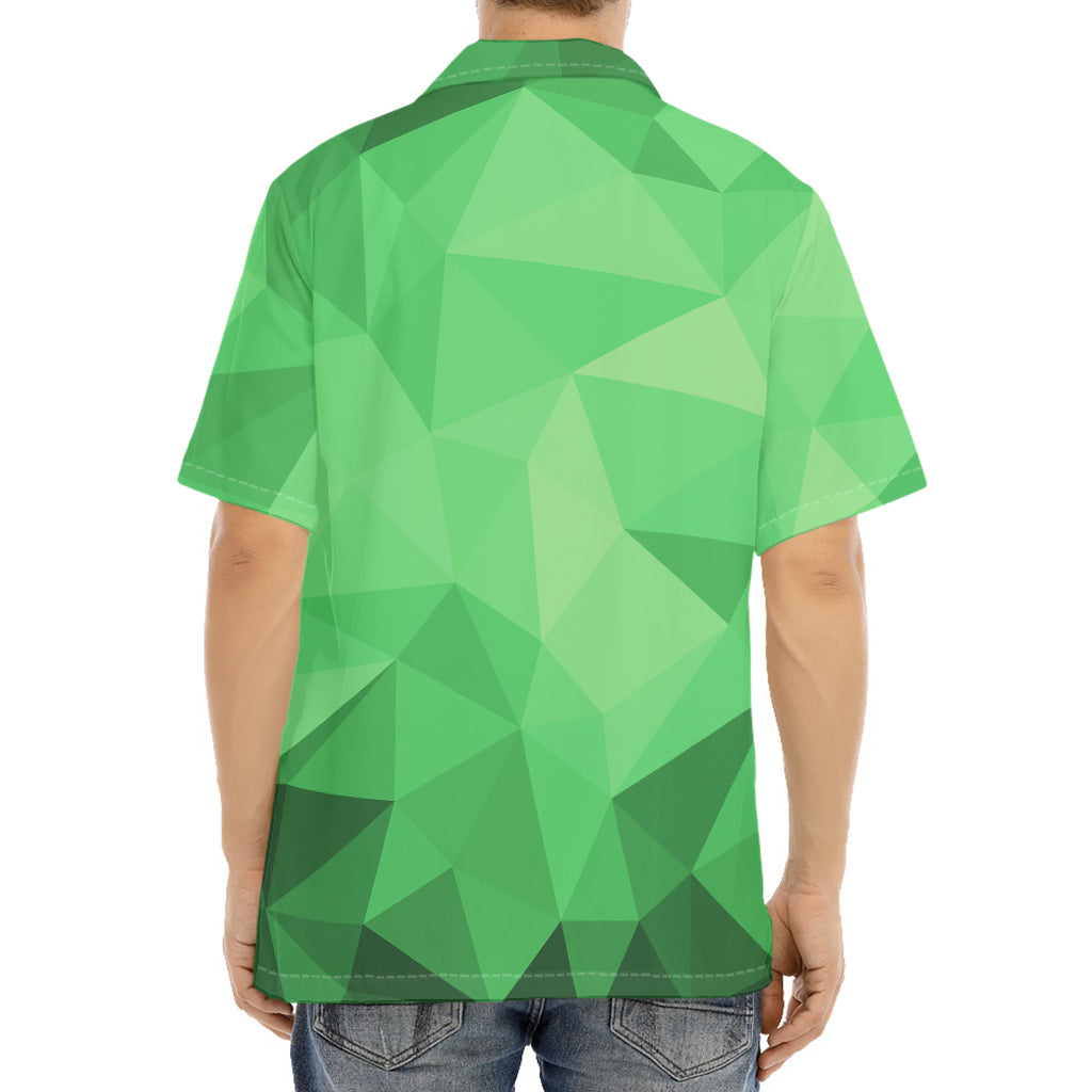 Green Polygonal Geometric Print Aloha Shirt