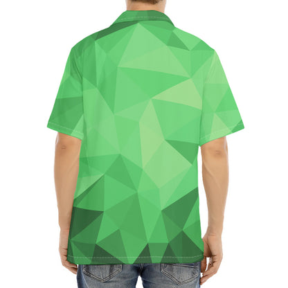Green Polygonal Geometric Print Aloha Shirt