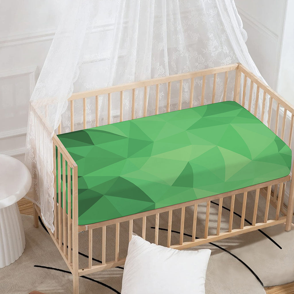 Green Polygonal Geometric Print Baby Crib Sheet