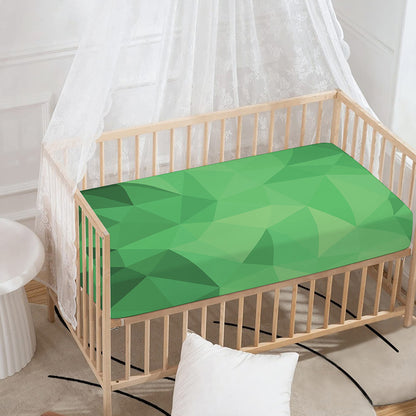 Green Polygonal Geometric Print Baby Crib Sheet