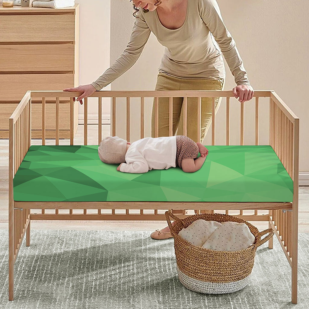 Green Polygonal Geometric Print Baby Crib Sheet