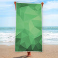 Green Polygonal Geometric Print Beach Towel