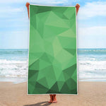 Green Polygonal Geometric Print Beach Towel