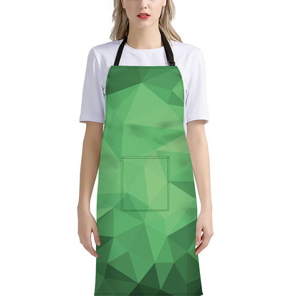 Green Polygonal Geometric Print Bib Apron With Pocket