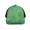 Green Polygonal Geometric Print Black Mesh Trucker Hat