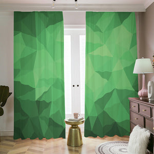 Green Polygonal Geometric Print Blackout Pencil Pleat Curtains