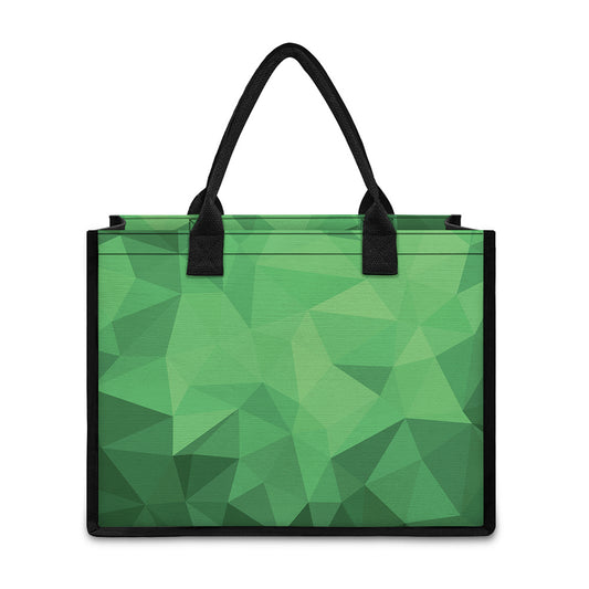 Green Polygonal Geometric Print Canvas Tote Bag