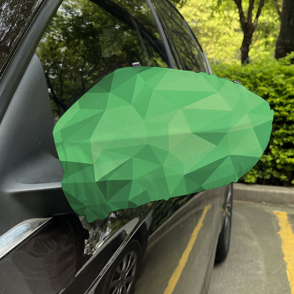 Green Polygonal Geometric Print Car Side Mirror Covers