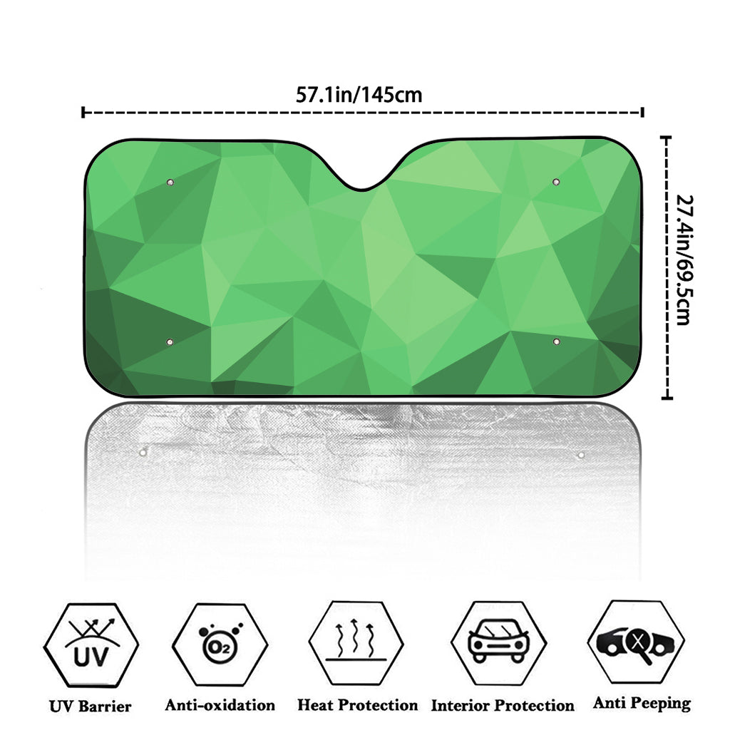 Green Polygonal Geometric Print Car Windshield Sun Shade