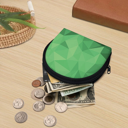 Green Polygonal Geometric Print Coin Purse