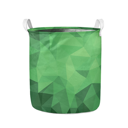 Green Polygonal Geometric Print Collapsible Laundry Basket