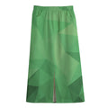 Green Polygonal Geometric Print Cotton Front Slit Maxi Skirt