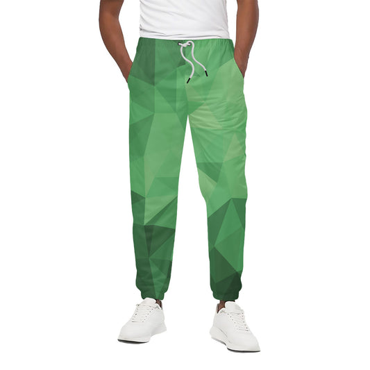 Green Polygonal Geometric Print Cotton Pants