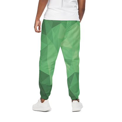 Green Polygonal Geometric Print Cotton Pants