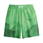 Green Polygonal Geometric Print Cotton Shorts