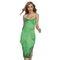 Green Polygonal Geometric Print Cross Back Cami Dress