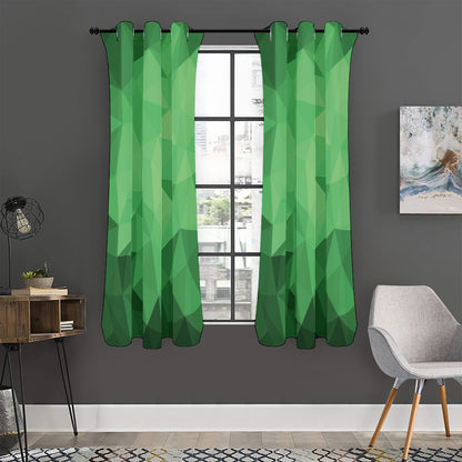 Green Polygonal Geometric Print Curtain