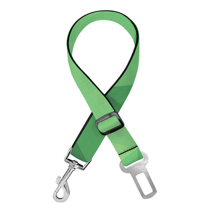 Green Polygonal Geometric Print Dog Seat Belt