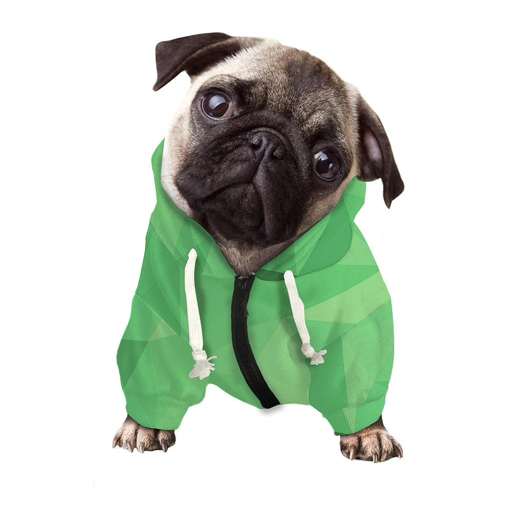 Green Polygonal Geometric Print Dog Zip Up Hoodie