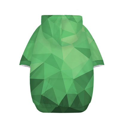 Green Polygonal Geometric Print Dog Zip Up Hoodie