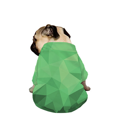 Green Polygonal Geometric Print Dog Zip Up Jacket