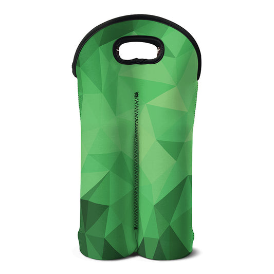 Green Polygonal Geometric Print Double Neoprene Wine Tote