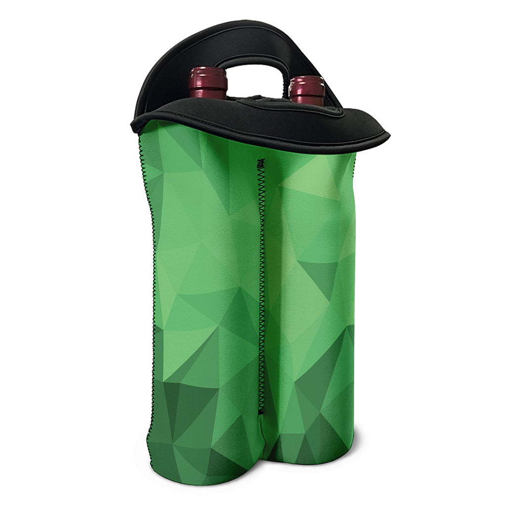 Green Polygonal Geometric Print Double Neoprene Wine Tote