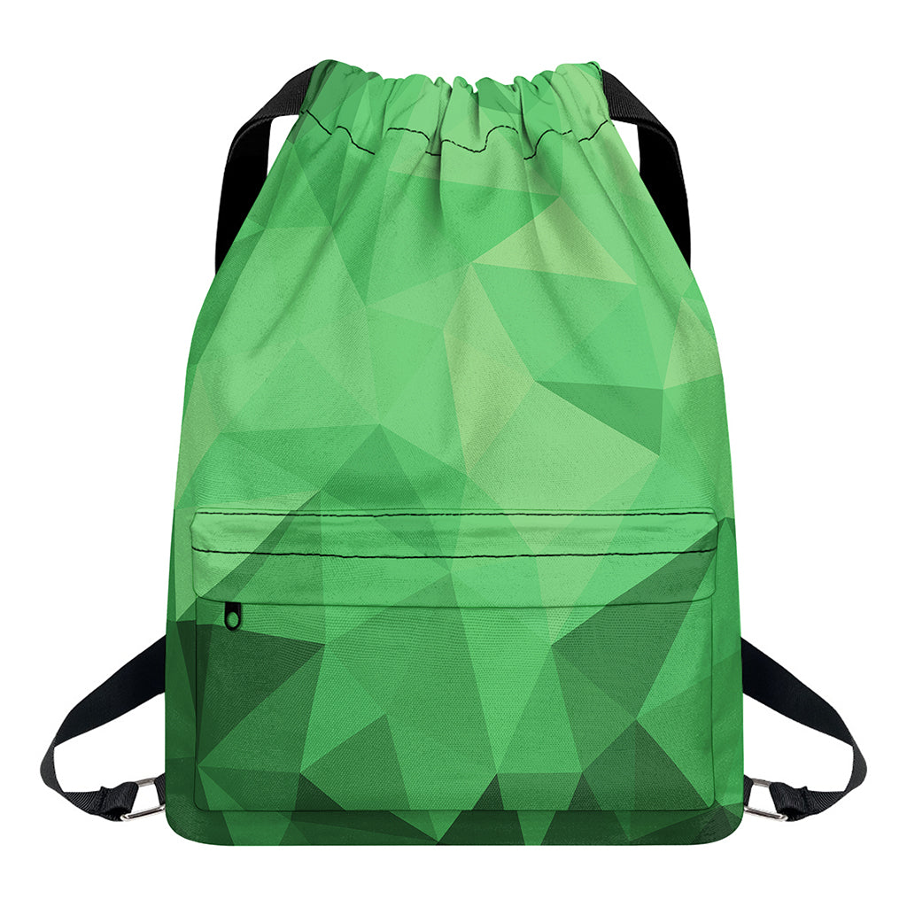 Green Polygonal Geometric Print Drawstring Backpack