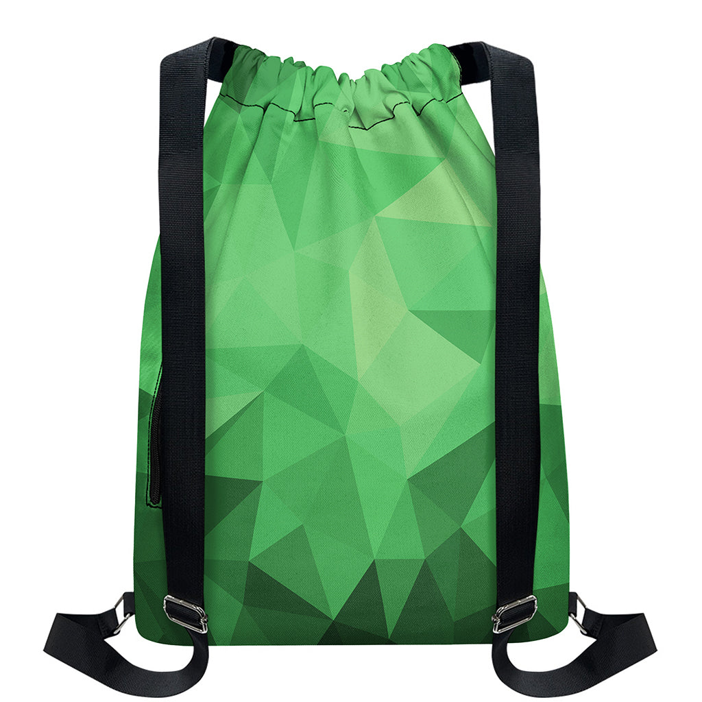 Green Polygonal Geometric Print Drawstring Backpack