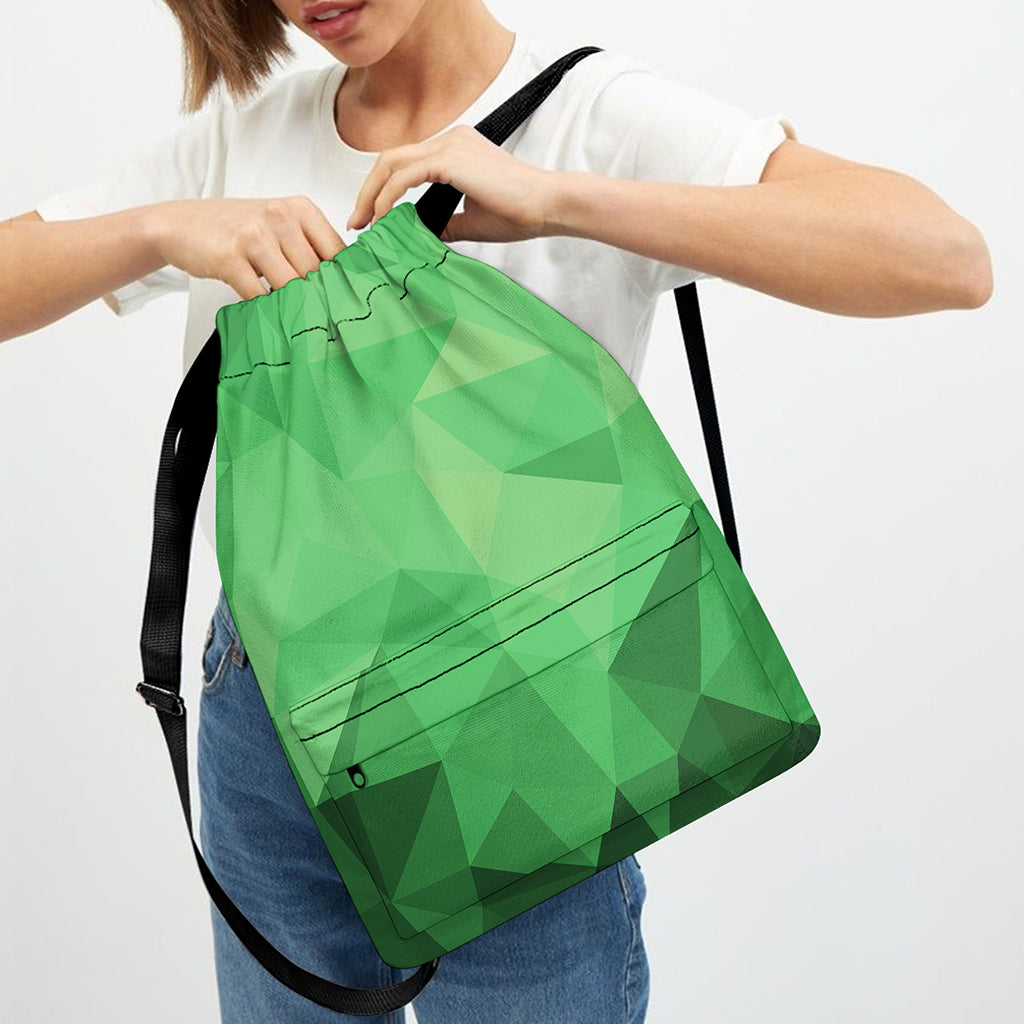 Green Polygonal Geometric Print Drawstring Backpack
