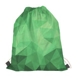 Green Polygonal Geometric Print Drawstring Bag