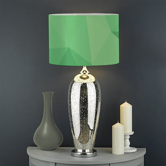 Green Polygonal Geometric Print Drum Lamp Shade