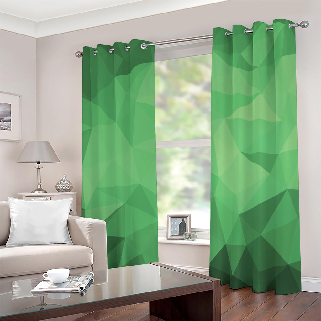Green Polygonal Geometric Print Grommet Curtains