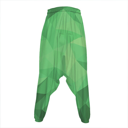 Green Polygonal Geometric Print Hammer Pants
