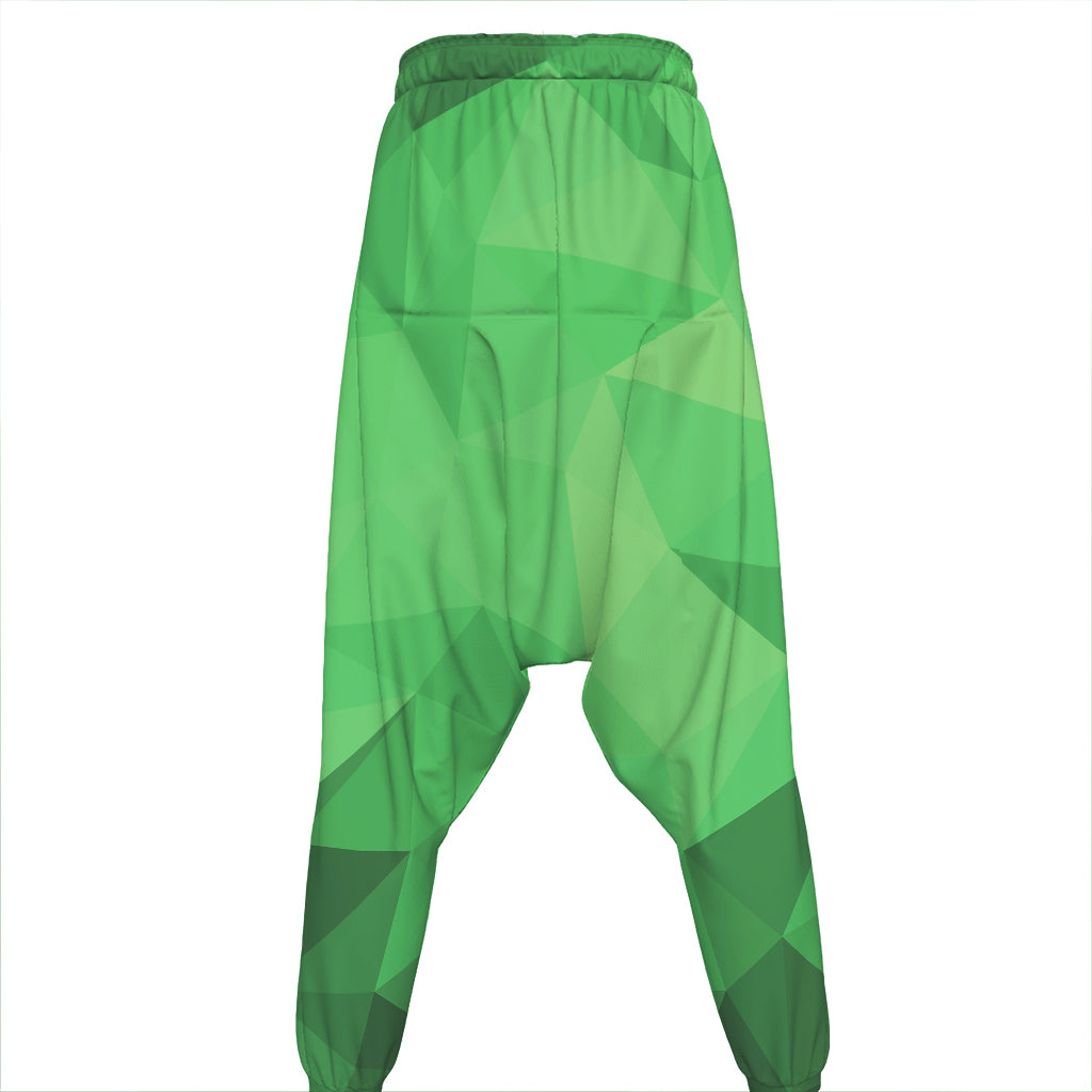 Green Polygonal Geometric Print Hammer Pants