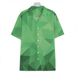 Green Polygonal Geometric Print Hawaiian Shirt