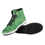 Green Polygonal Geometric Print High Top Leather Sneakers