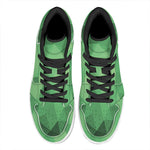 Green Polygonal Geometric Print High Top Leather Sneakers