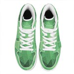 Green Polygonal Geometric Print High Top Leather Sneakers