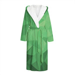 Green Polygonal Geometric Print Hooded Bathrobe