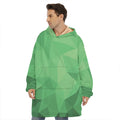 Green Polygonal Geometric Print Hoodie Blanket