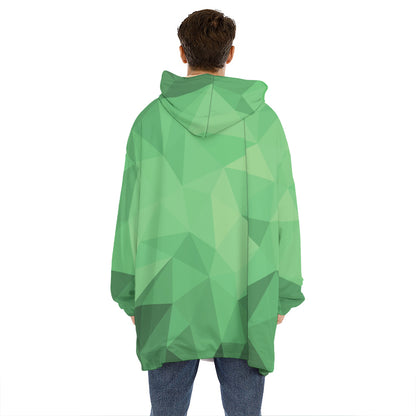 Green Polygonal Geometric Print Hoodie Blanket