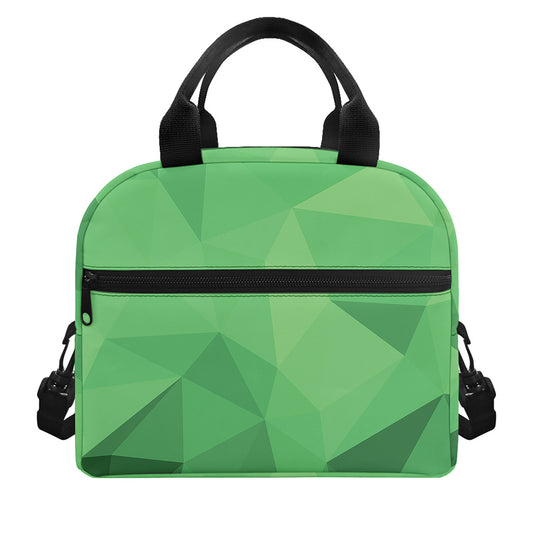 Green Polygonal Geometric Print Insulated Lunch Bag