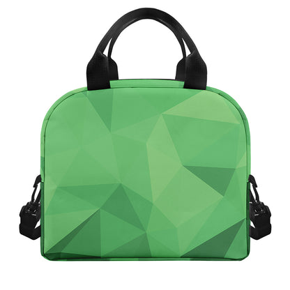 Green Polygonal Geometric Print Insulated Lunch Bag